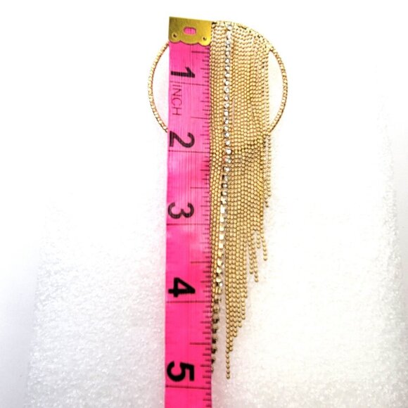 Gold Tone Tassel Earrings Gold Tone Chandelier Earrings Bridal Earring - Picture 4 of 8